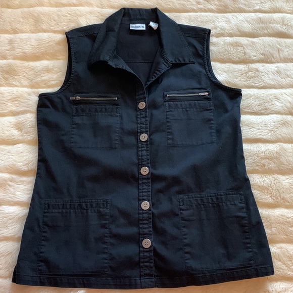 Chico’s sleeveless black with zippers vest shirt top M - Picture 9 of 11